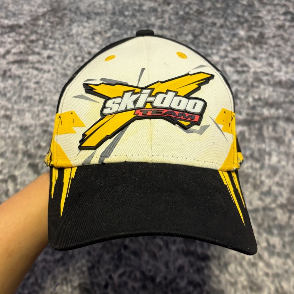 VTG Ski-Doo Team Hat Adjustable Black Yellow Snowmobile Bombardier Moto Racing